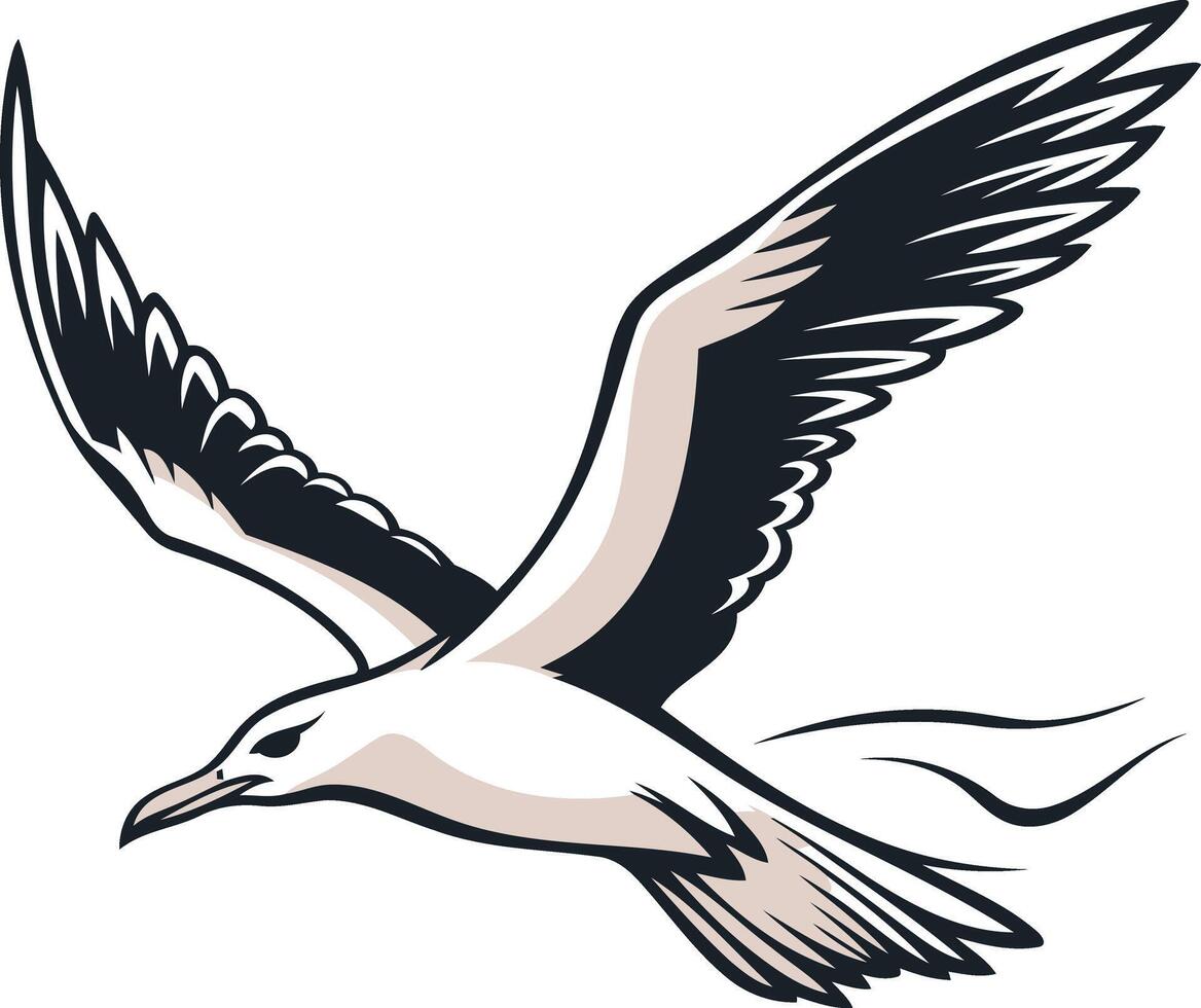 Seagull in Flight A Illustration vector