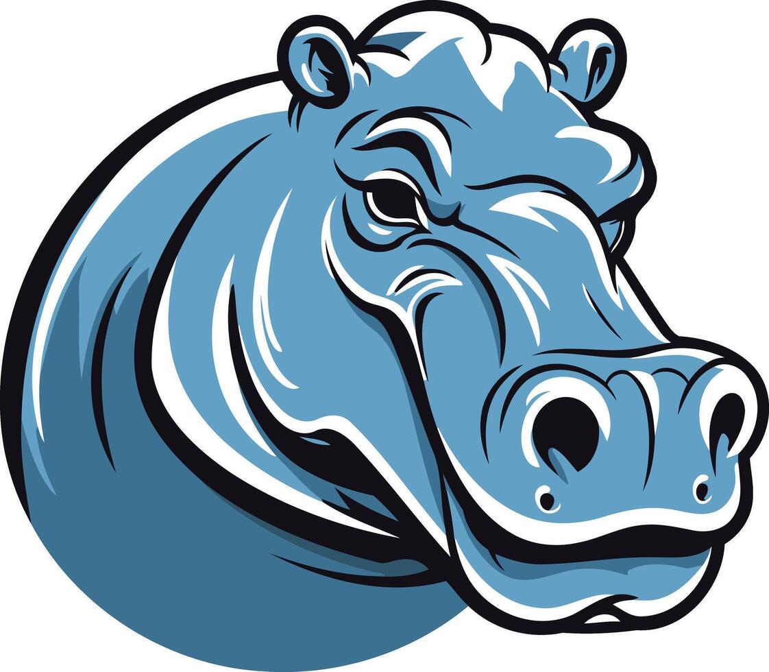 Cartoon Illustration of a Blue Hippopotamus vector