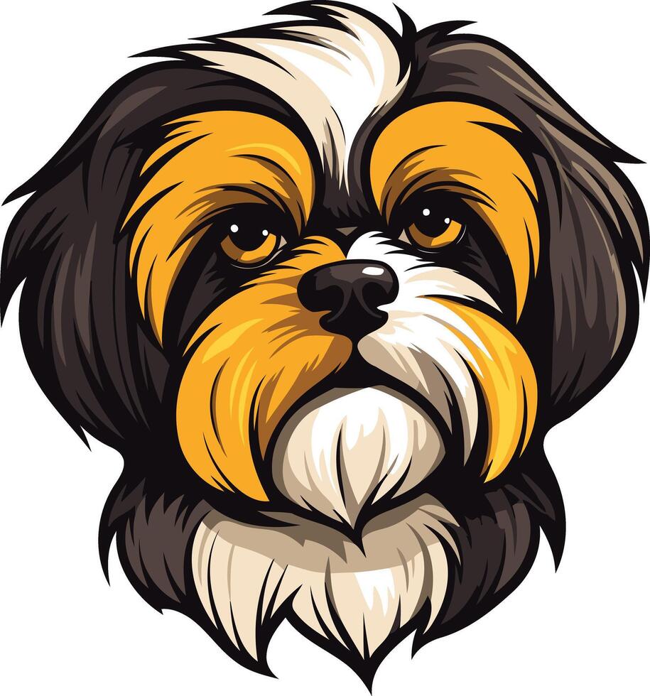 Close-Up Portrait of a Shih Tzu vector