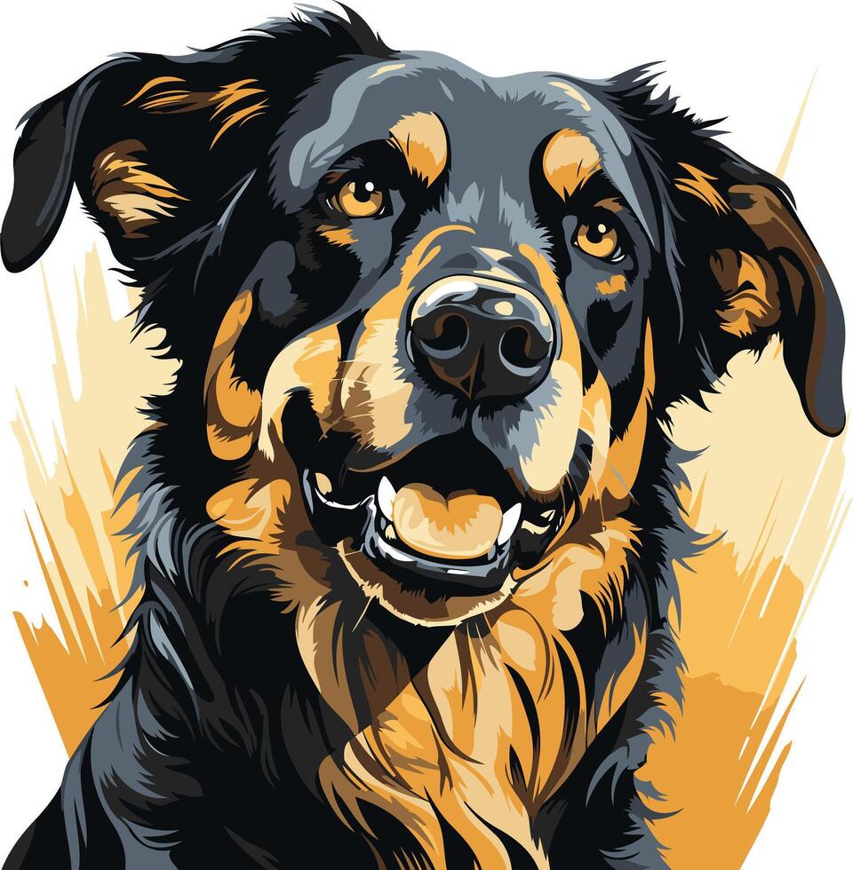 Portrait of a Black and Tan Dog vector