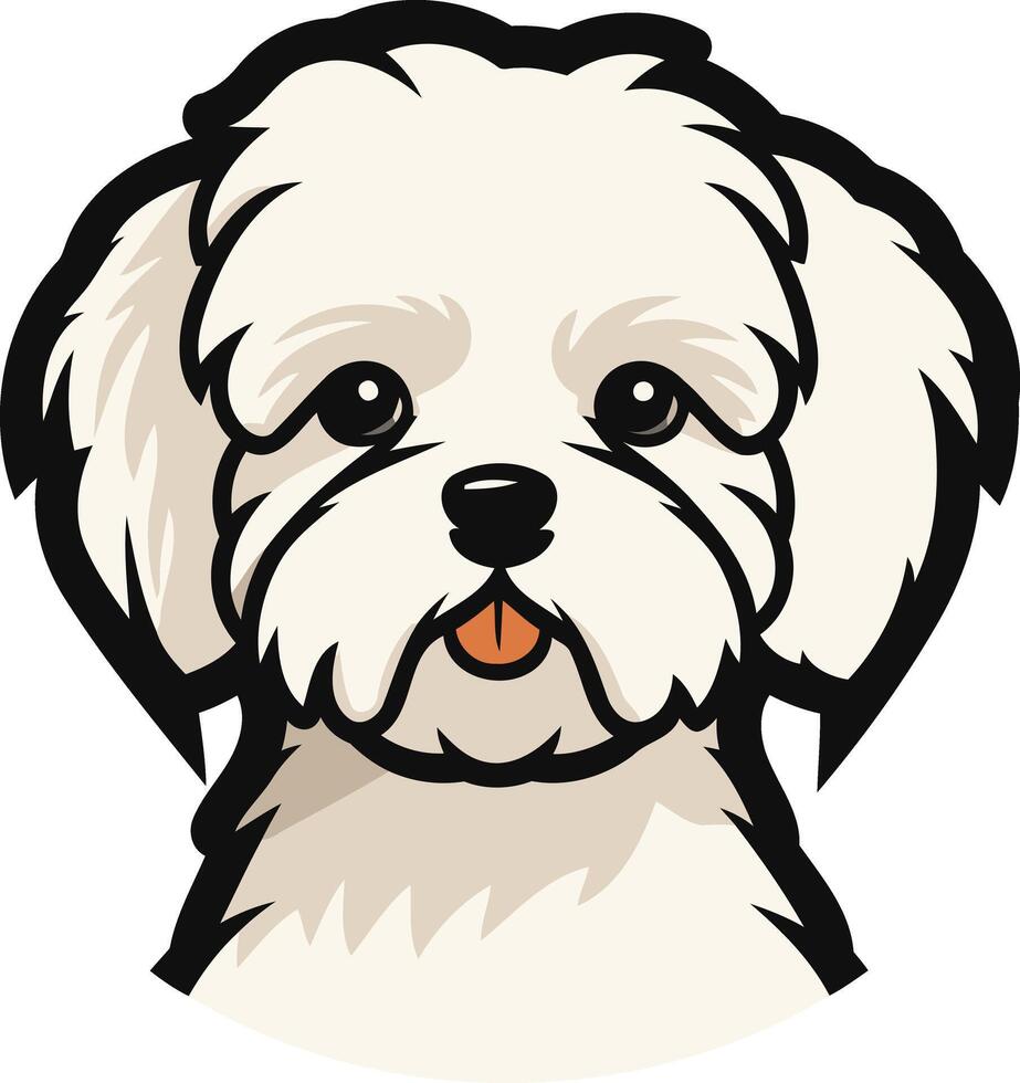 Cute Cartoon White Dog Portrait vector
