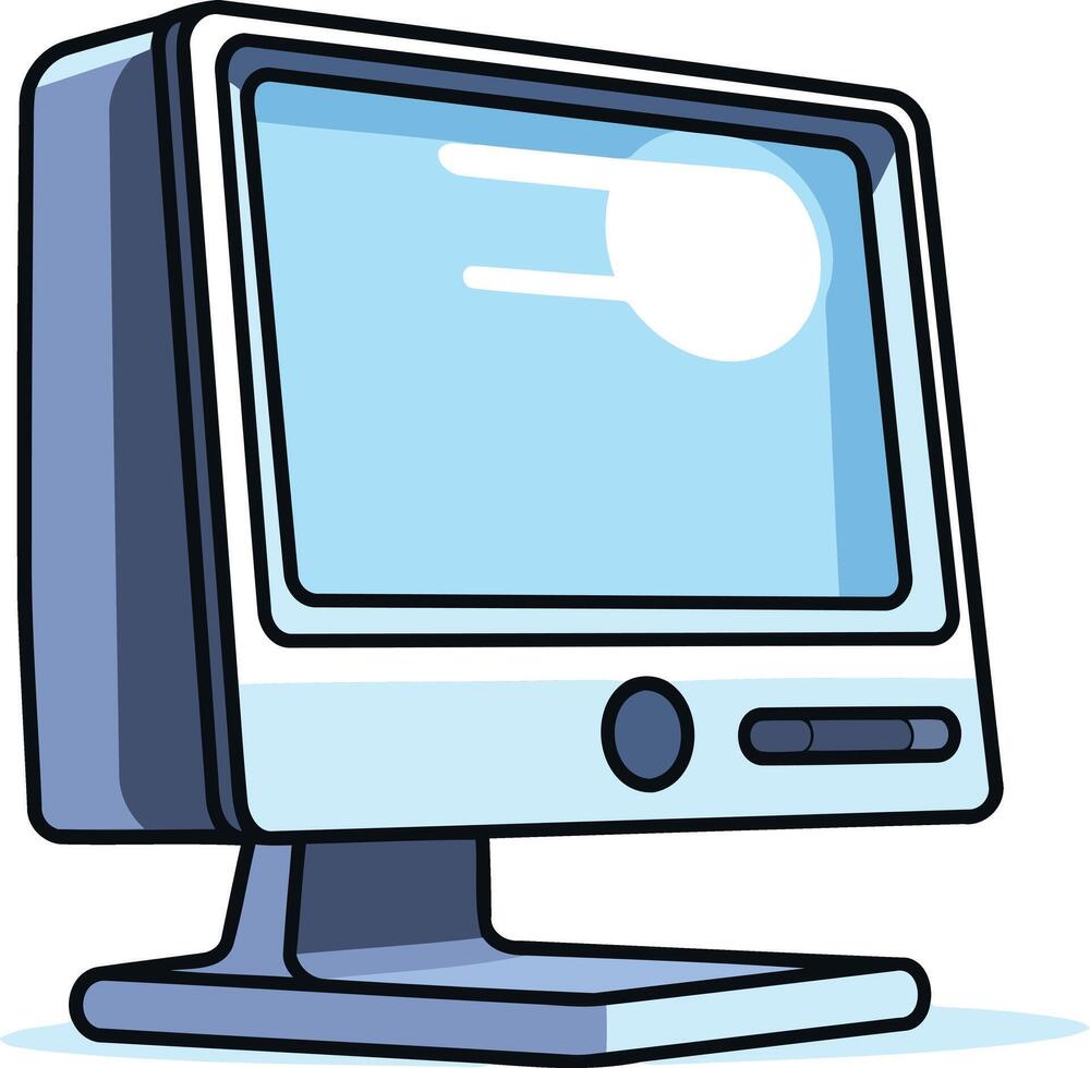 Cartoon Illustration of a Computer Monitor vector
