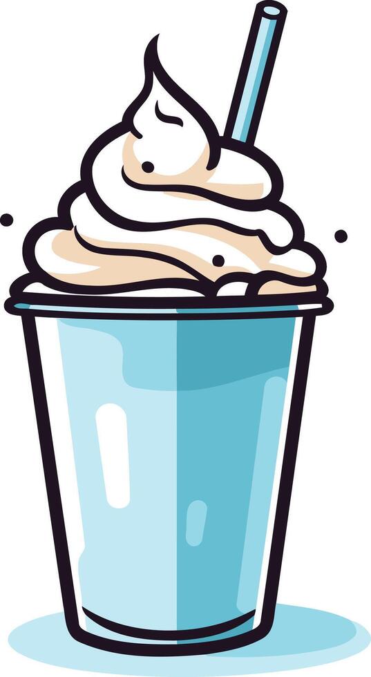 Whipped Cream Milkshake with a Straw vector
