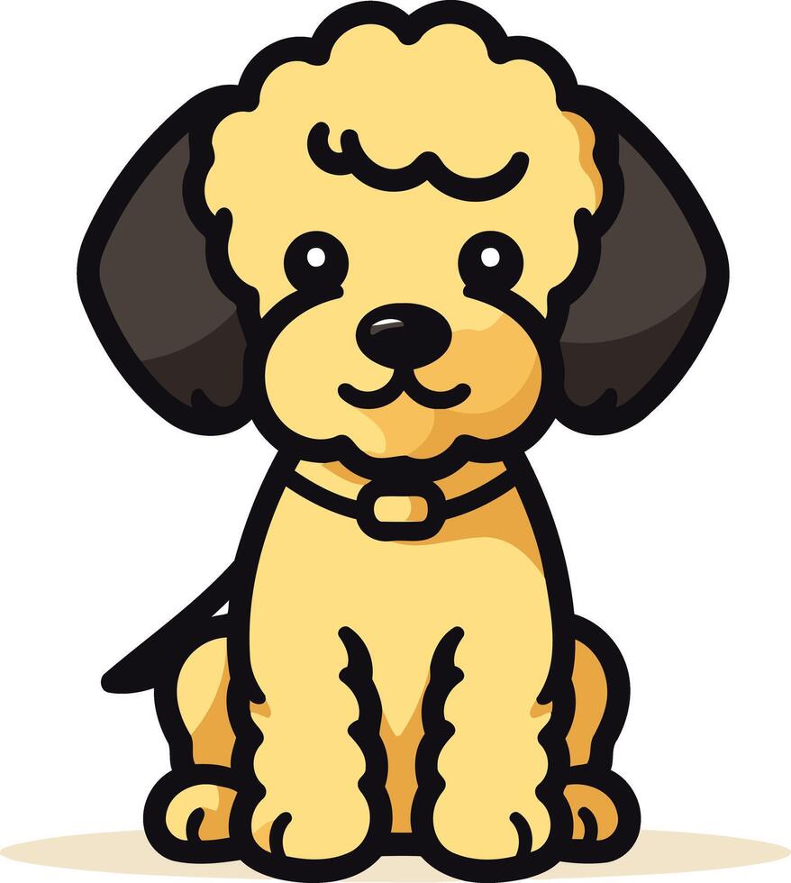 Cartoon Illustration of a Sitting Poodle vector