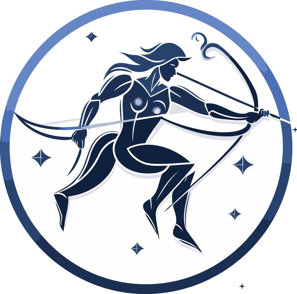Sagittarius Zodiac Symbol Archer with Bow and Arrow vector