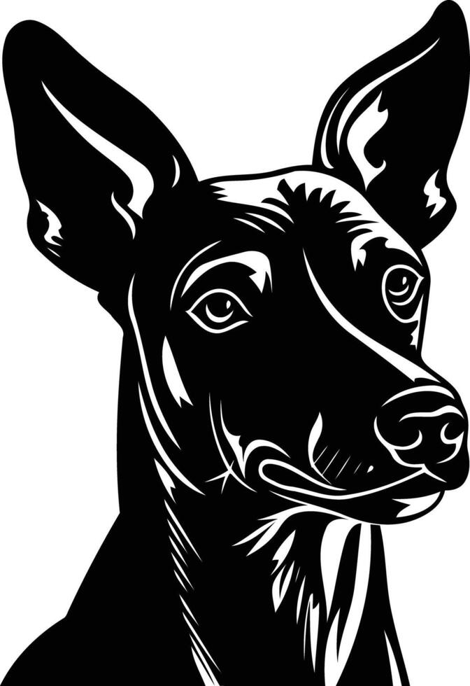 A bold, black and white illustration of a dog's head, perfect for tattoo designs, branding, and pet related projects vector