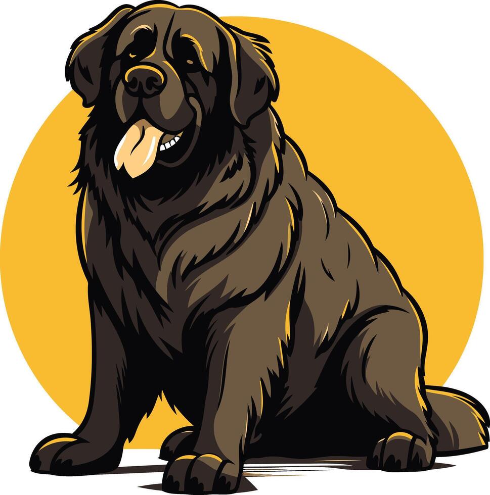 Cartoon Illustration of a Newfoundland Dog vector