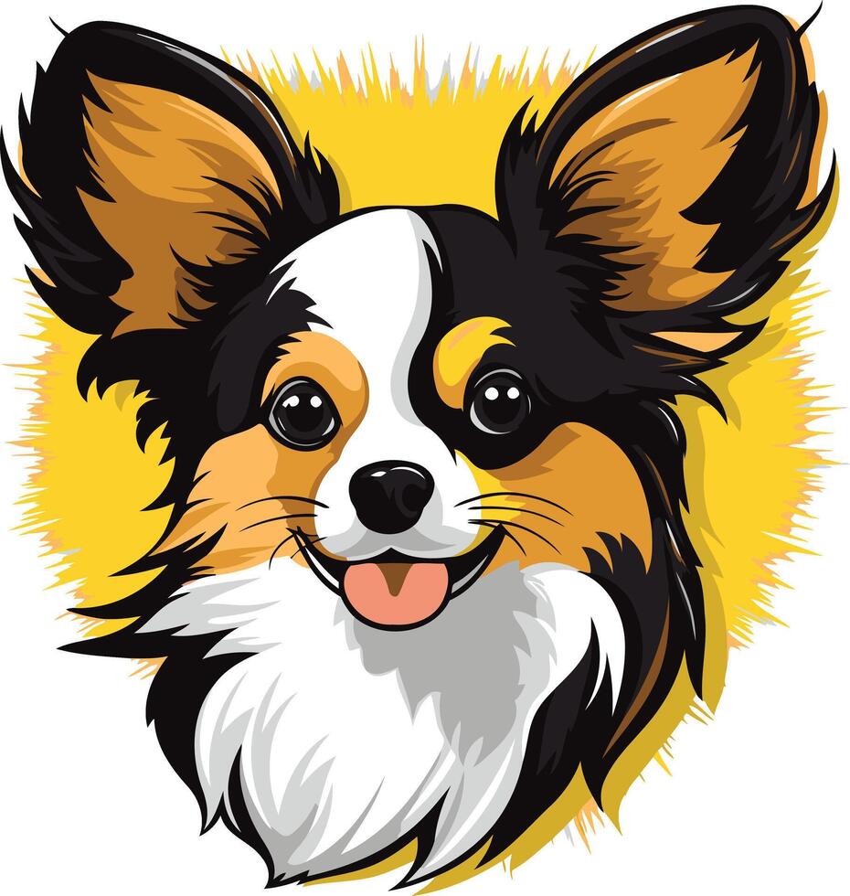 Happy Papillon Dog Portrait vector
