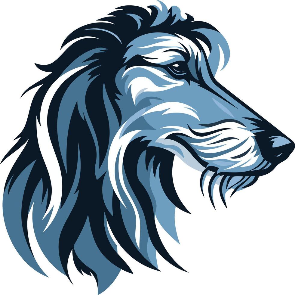 Blue toned Afghan Hound Head Illustration vector