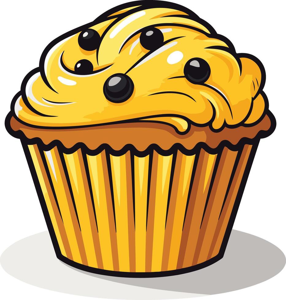 Yellow Cupcake with Chocolate Sprinkles vector