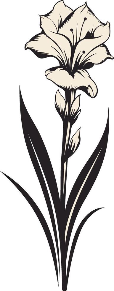 Single White Flower with Green Stems vector