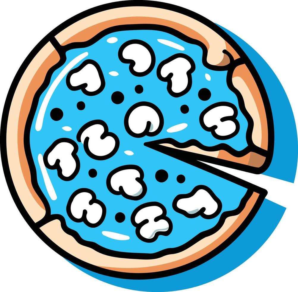 Blue Pizza with Mushroom Toppings vector