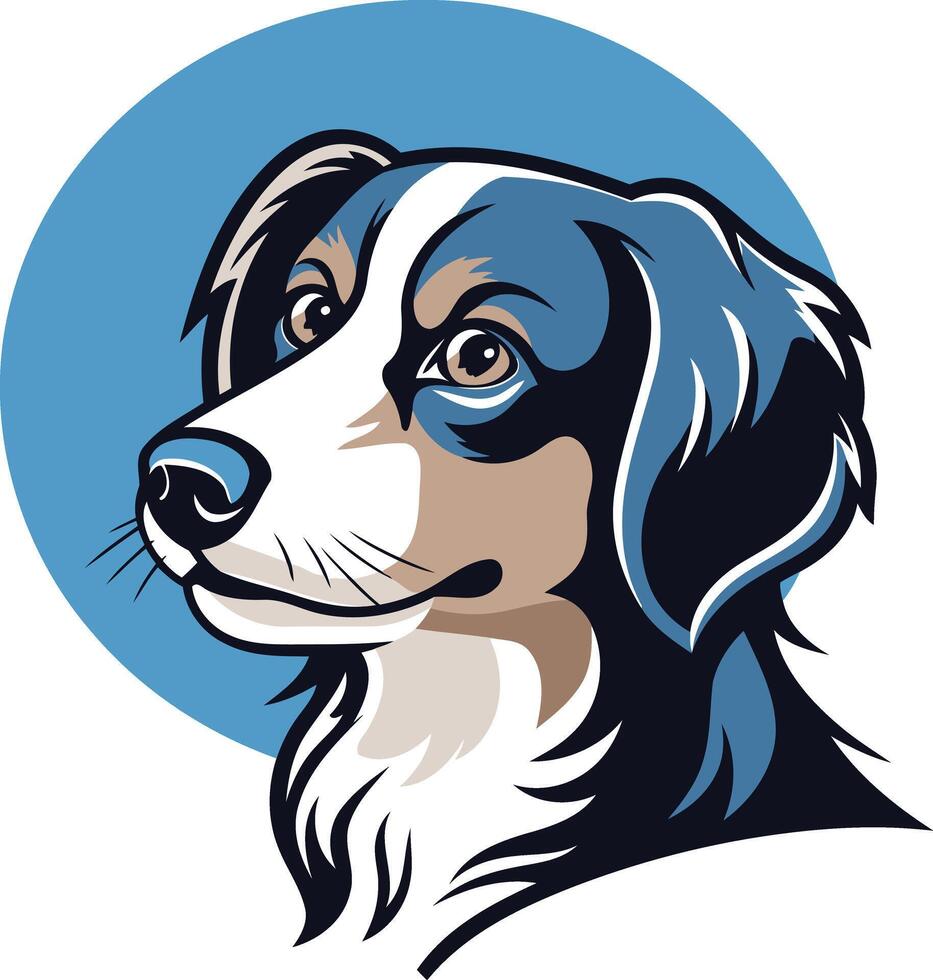 Blue Eyed Canine Portrait in a Circular Frame vector