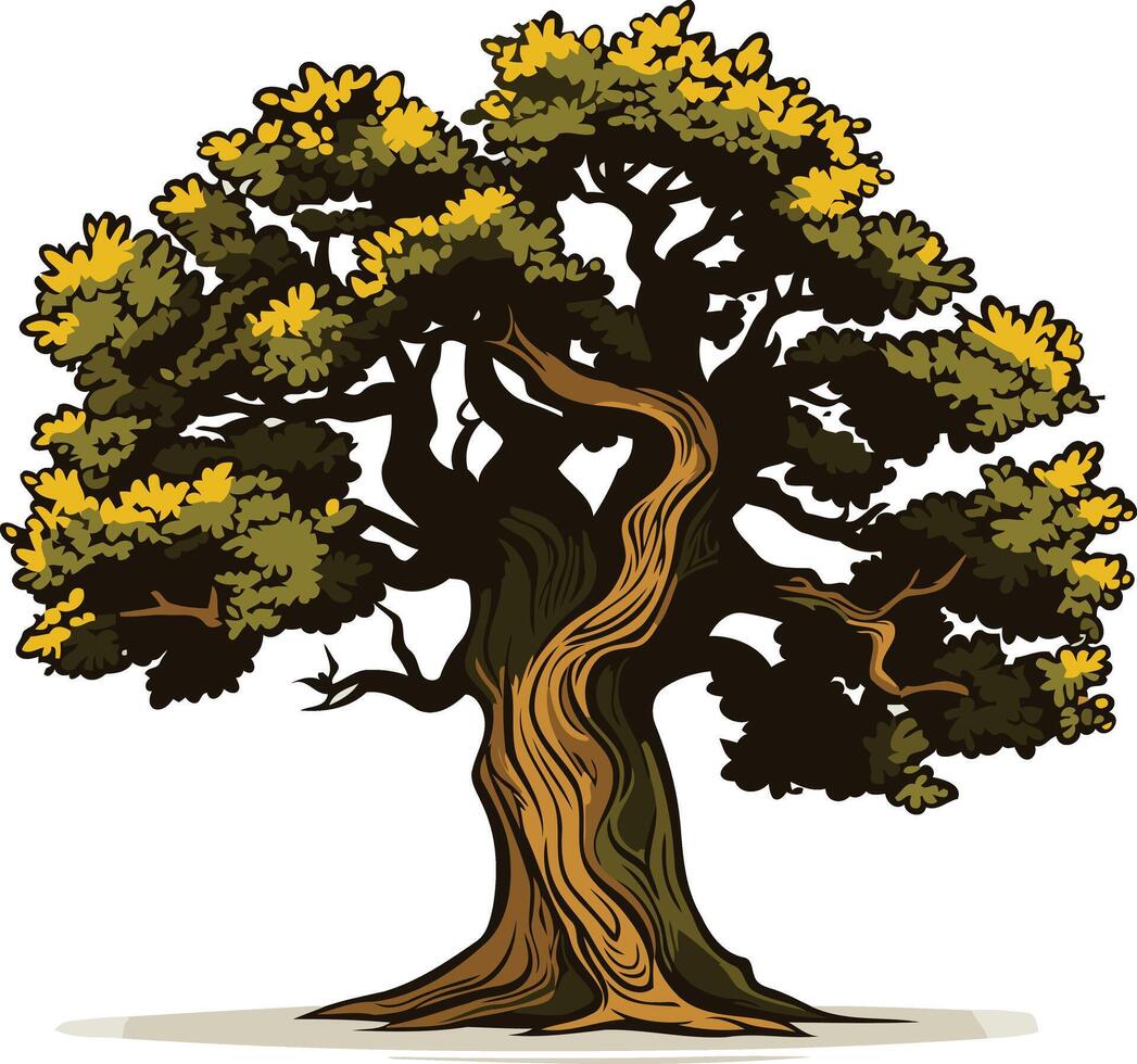 Ancient Oak Tree Illustration vector