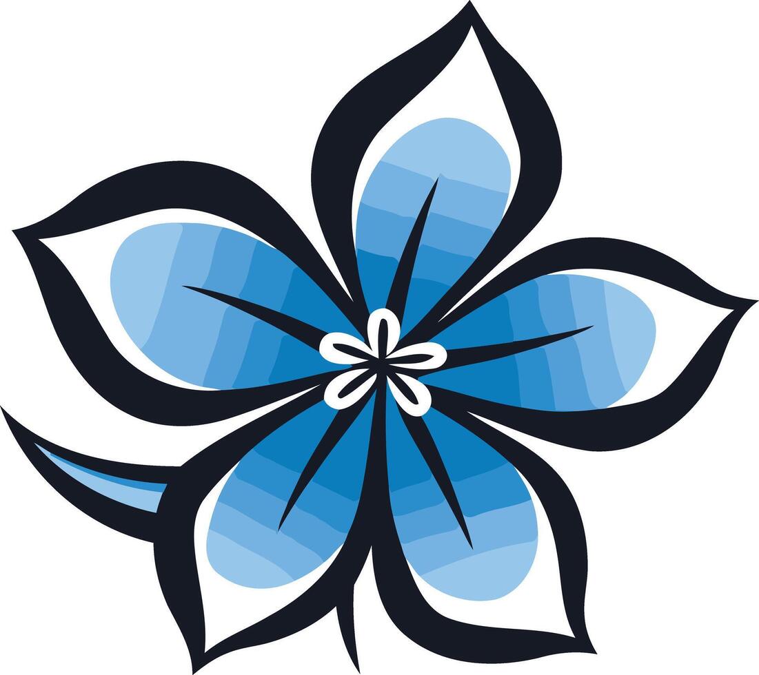 Stylized Blue Flower with White Center vector