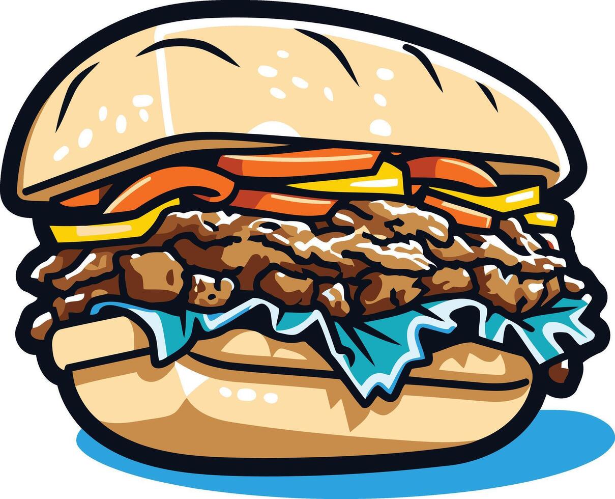 Juicy and Savory Burger with Lettuce and Tomato vector