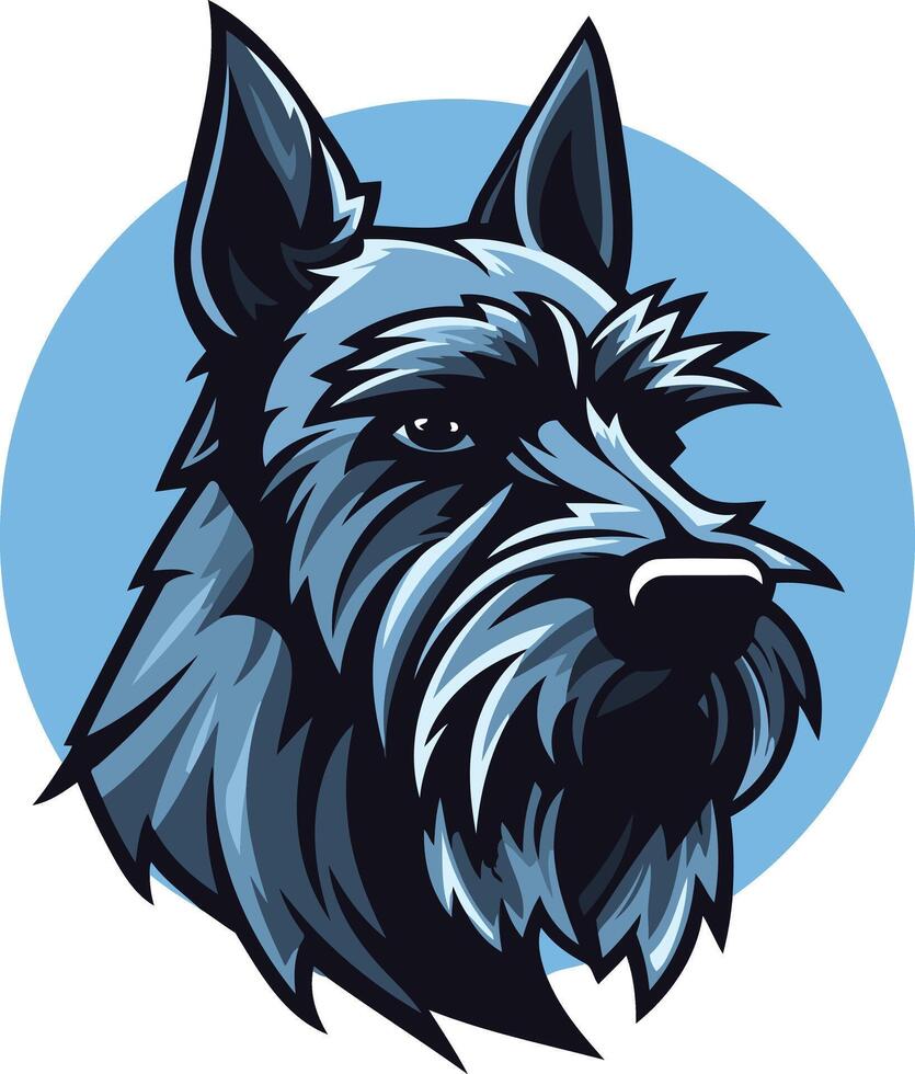 Black and Blue Illustration of a Scottie Dog vector