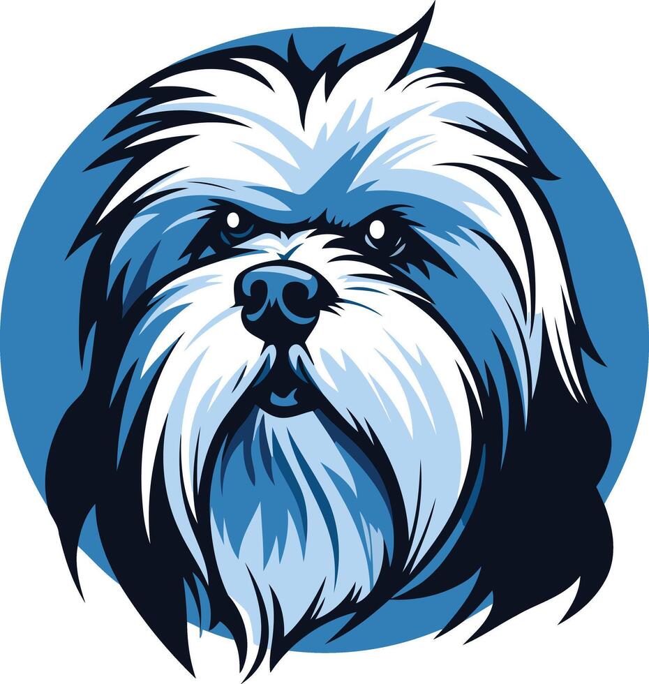 Close up Portrait of a White Shih Tzu vector