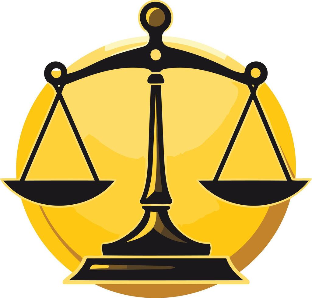 A classic symbol of justice, a scale balanced perfectly, against a golden background vector