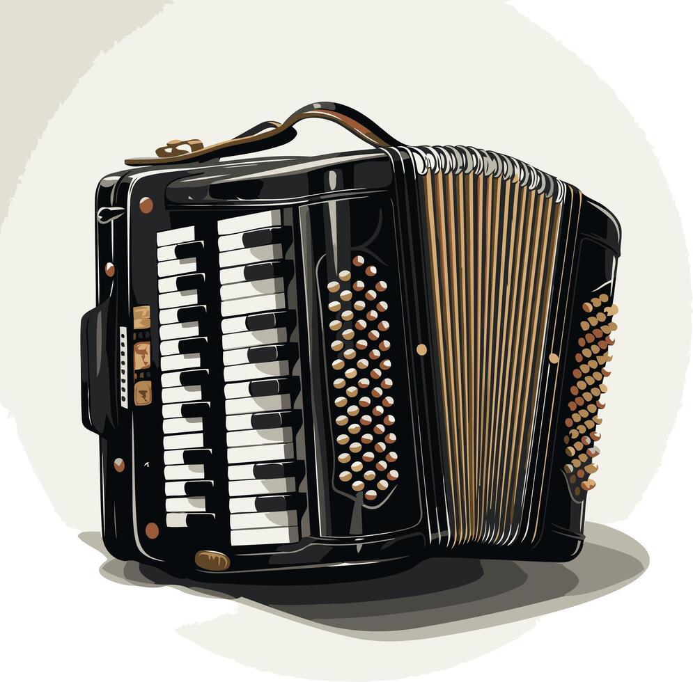 Black Accordion with Golden Details vector