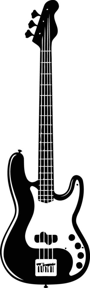 A sleek, minimalist silhouette of a bass guitar, perfect for music related projects vector