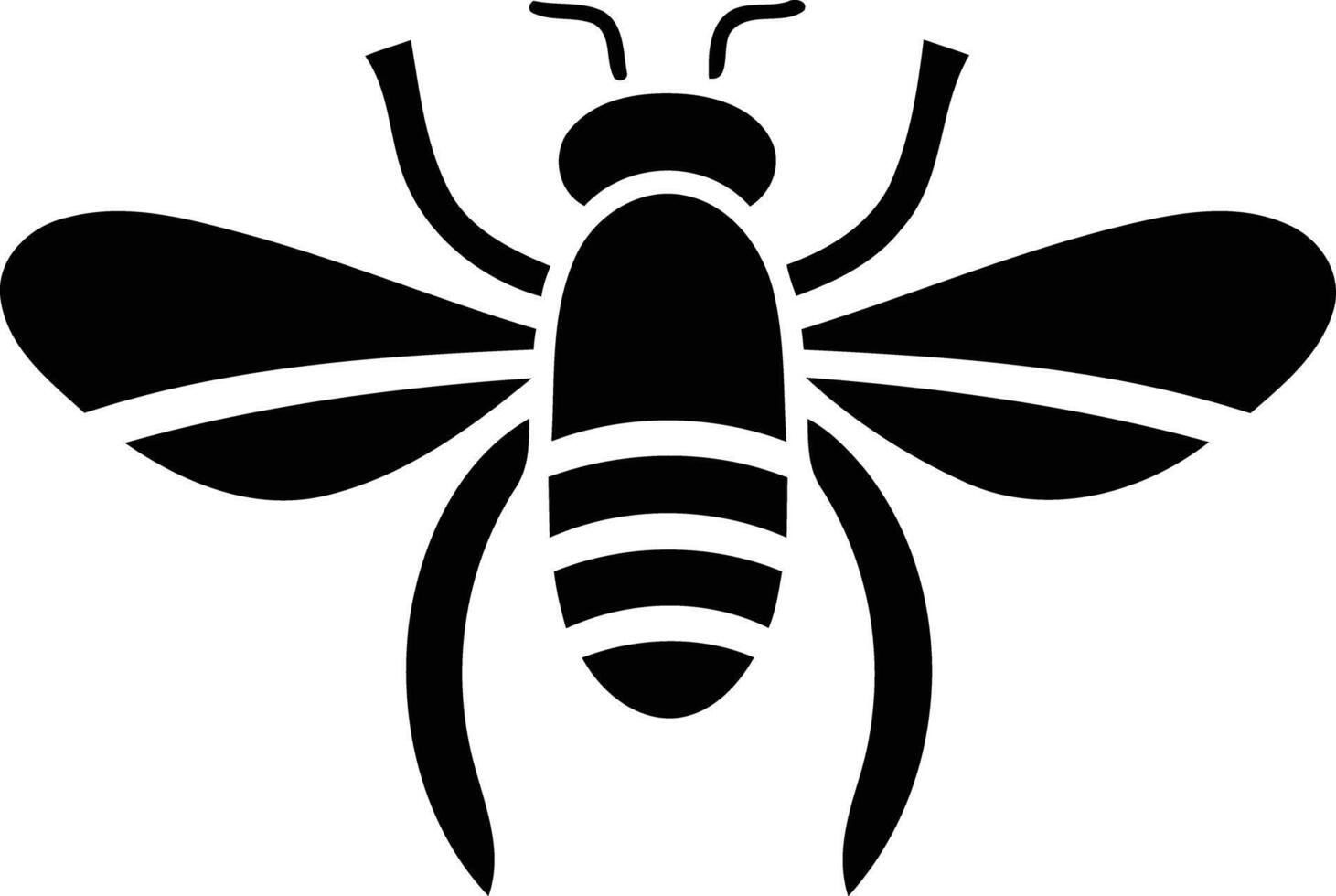Simple, bold bee silhouette perfect for logo design, branding, and nature inspired projects vector
