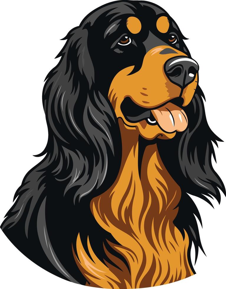 A friendly and playful illustration of a gordon setter dog, perfect for pet-related designs, websites, and social media vector