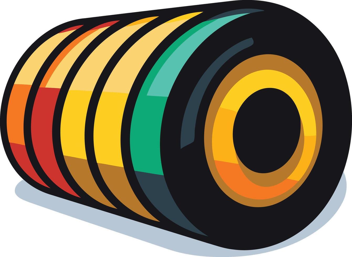 Colorful, playful logo design with stacked rings in black, yellow, orange, and green vector