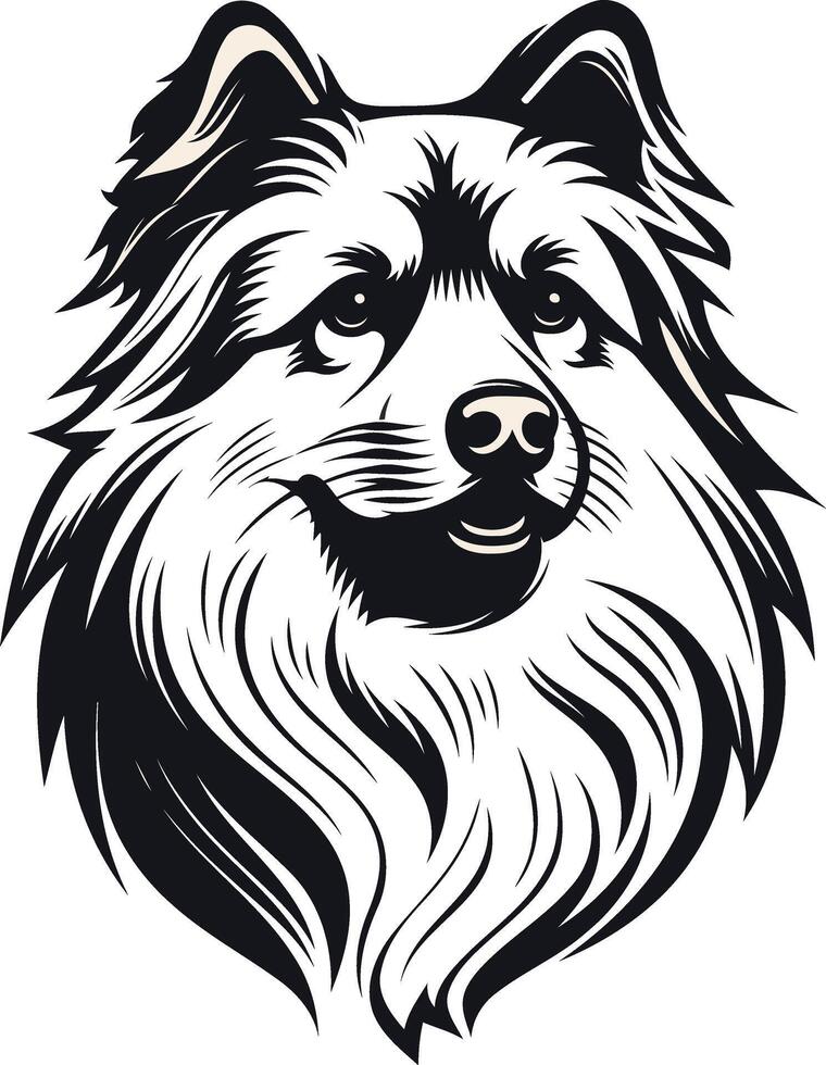 Black and White Portrait of a Dog vector