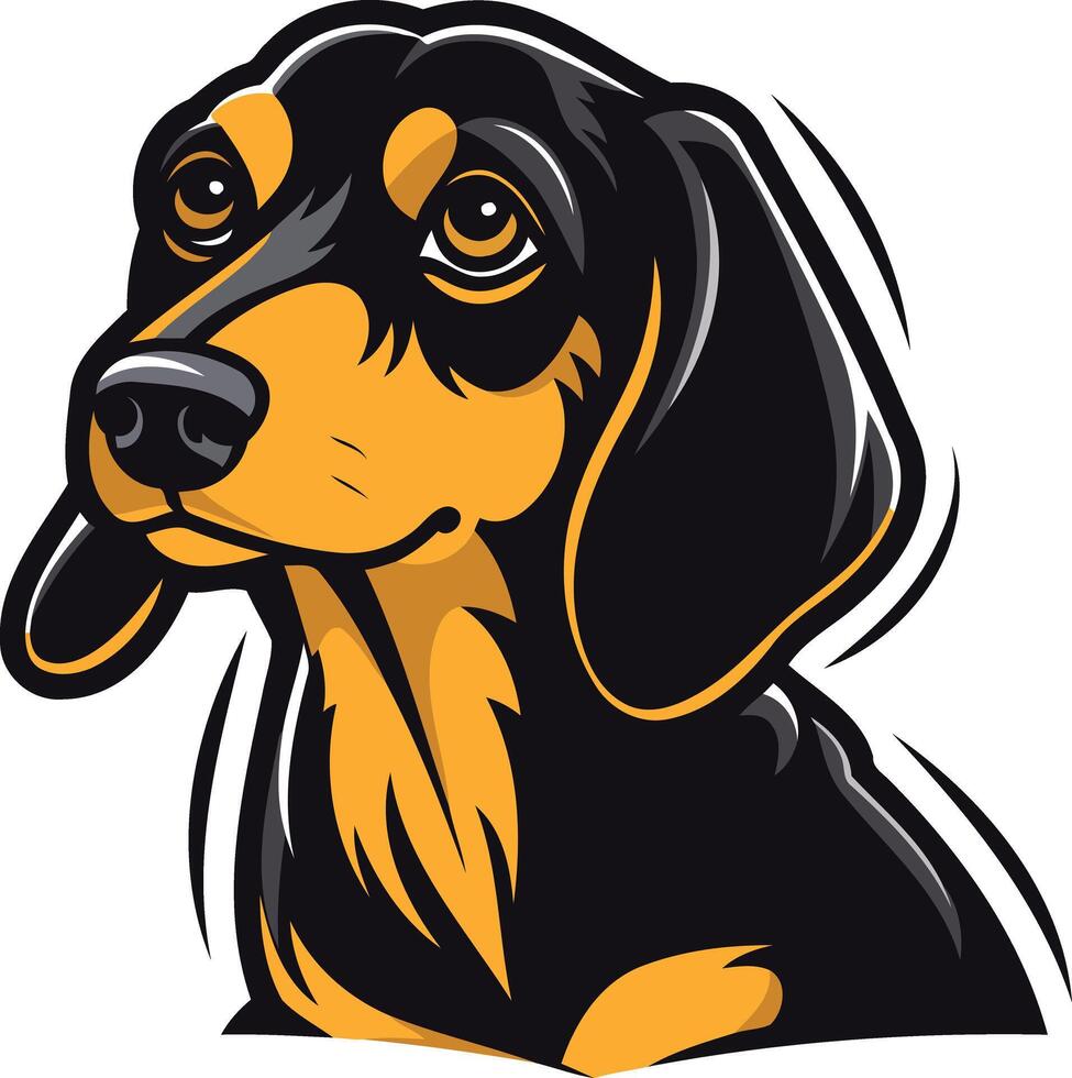 Adorable cartoon dachshund with big, soulful eyes, perfect for pet-related designs, greeting cards, and social media content vector
