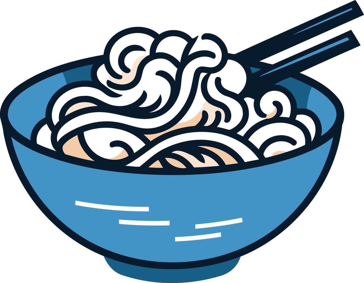 Bowl of Noodles with Chopsticks vector