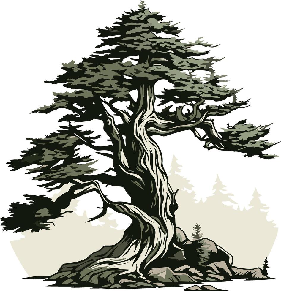 Ancient Bonsai Tree, A Symbol of Resilience vector