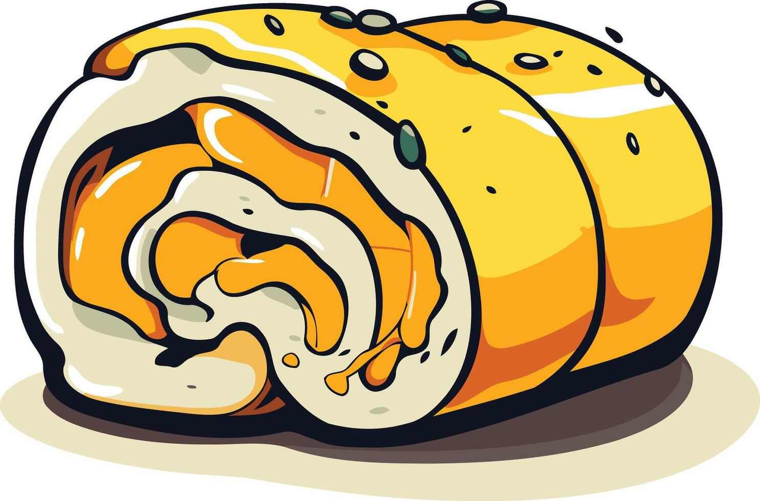 Cartoon Illustration of a Rolled Omelette vector