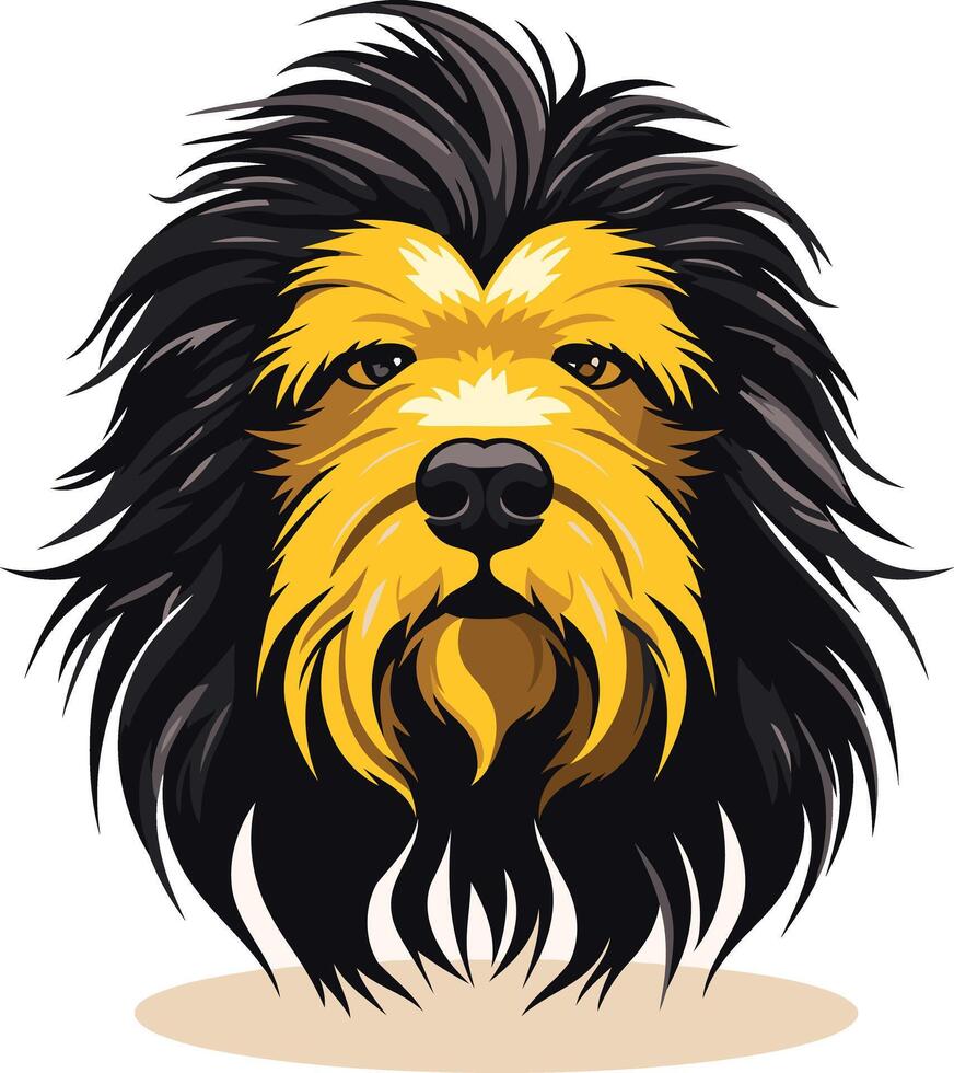 A Close-Up Portrait of a Fluffy Dog vector
