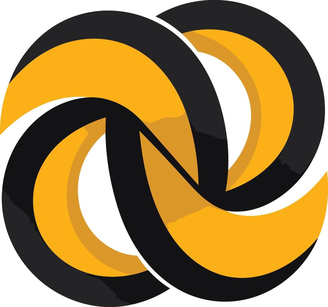 Intertwined Black and Yellow Abstract Design vector