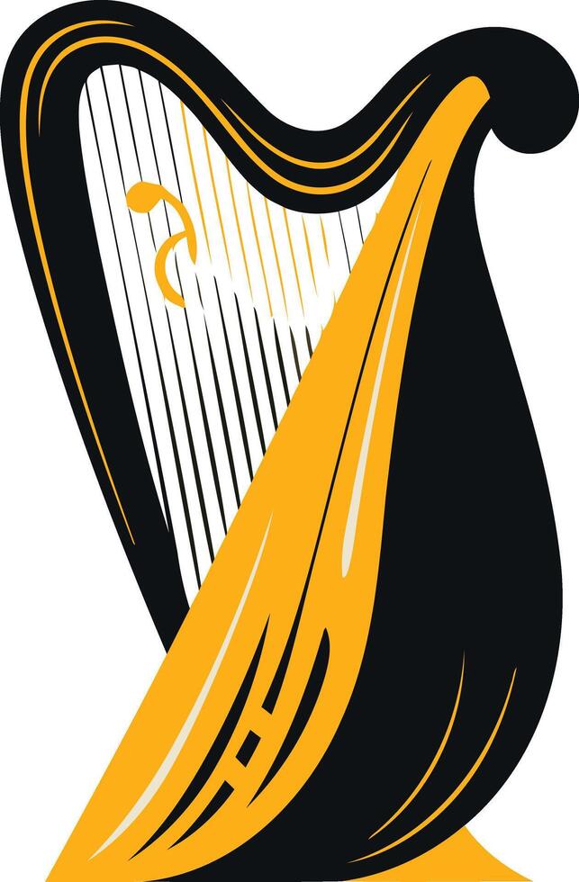 Harp Illustration in Black and Yellow vector