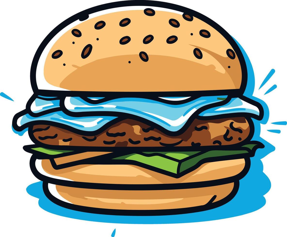 Cartoon Illustration of a Juicy Burger vector