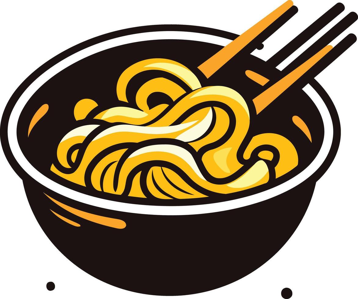 Bowl of Noodles with Chopsticks vector