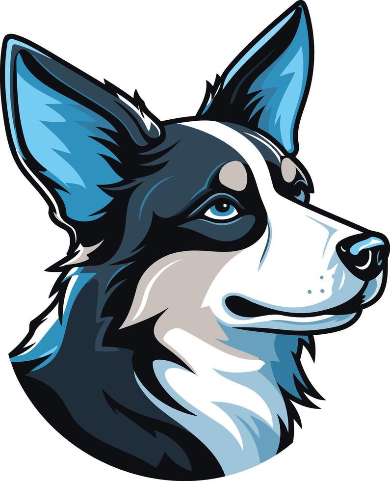 Blue Eyed Border Collie Portrait vector