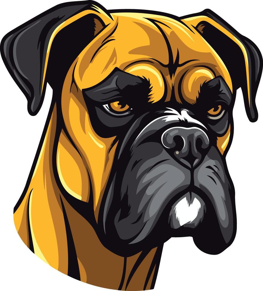 Close-up Portrait of a Powerful Boxer Dog vector