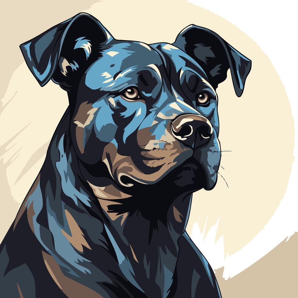 Black Pit Bull Portrait with a Soft Gaze vector