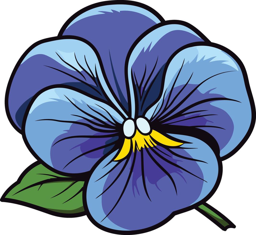 Cartoon Illustration of a Blue Pansy Flower vector