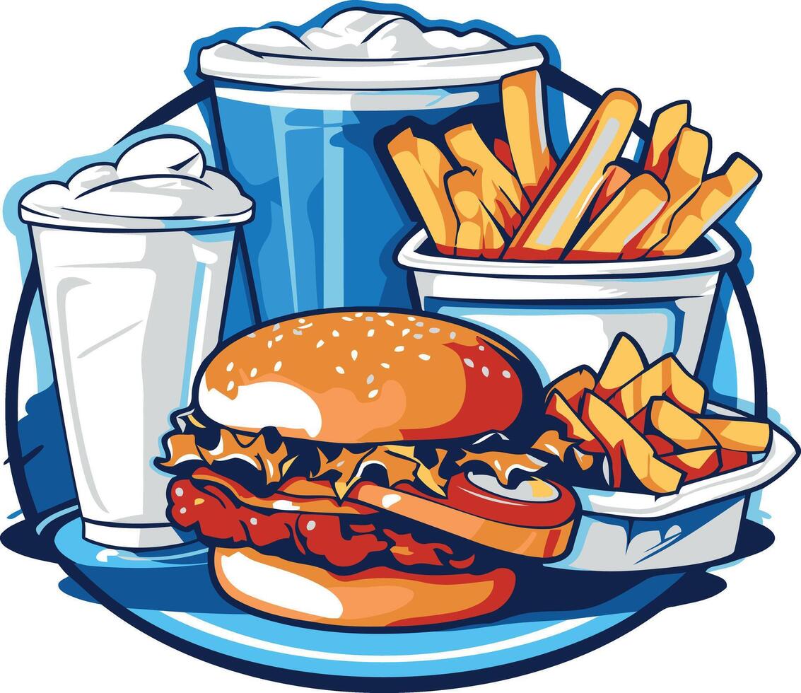 Classic American Fast Food Combo vector