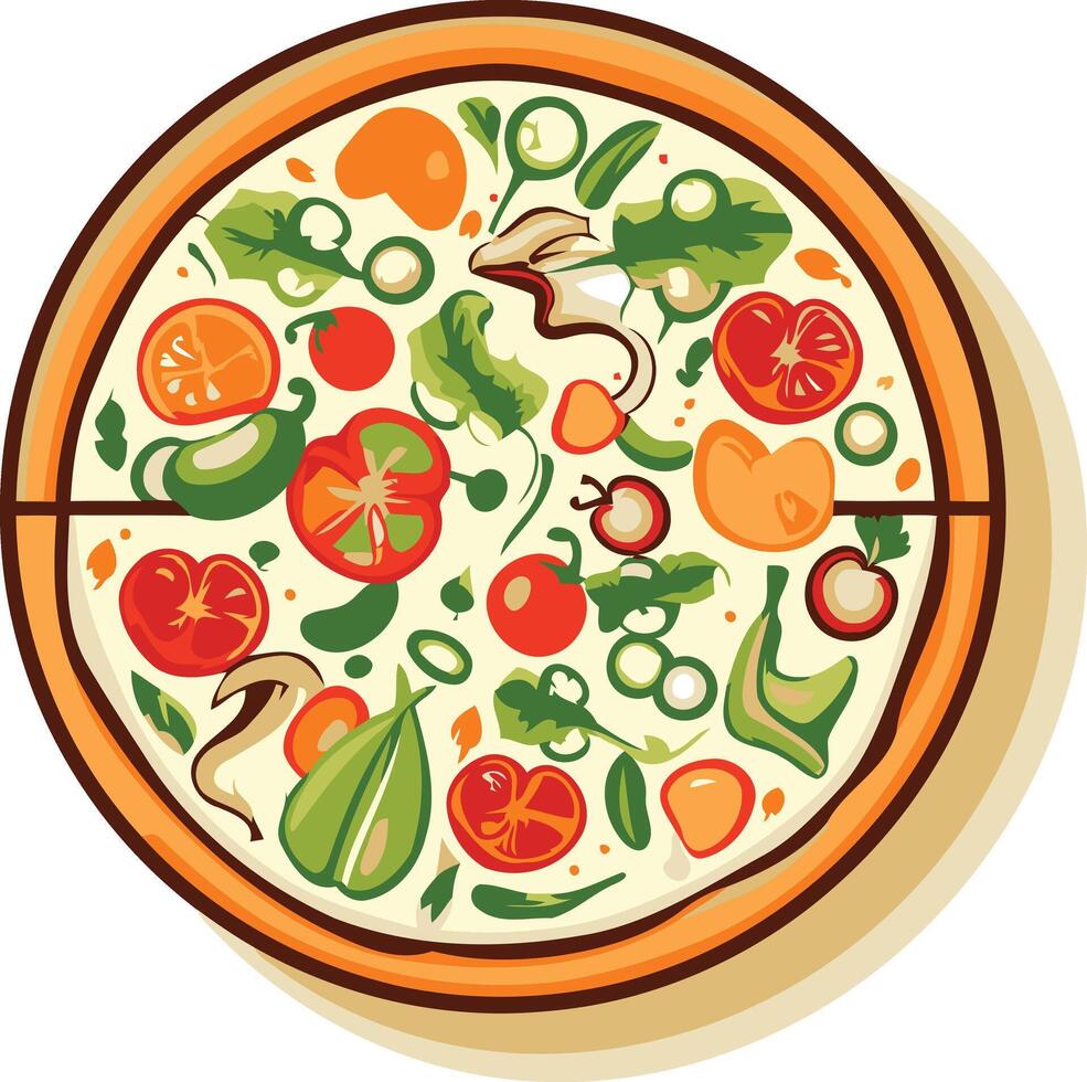 Vegetarian Pizza with Fresh Toppings vector
