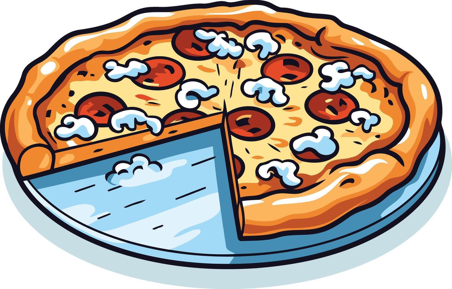 Delicious Pizza with One Slice Removed vector