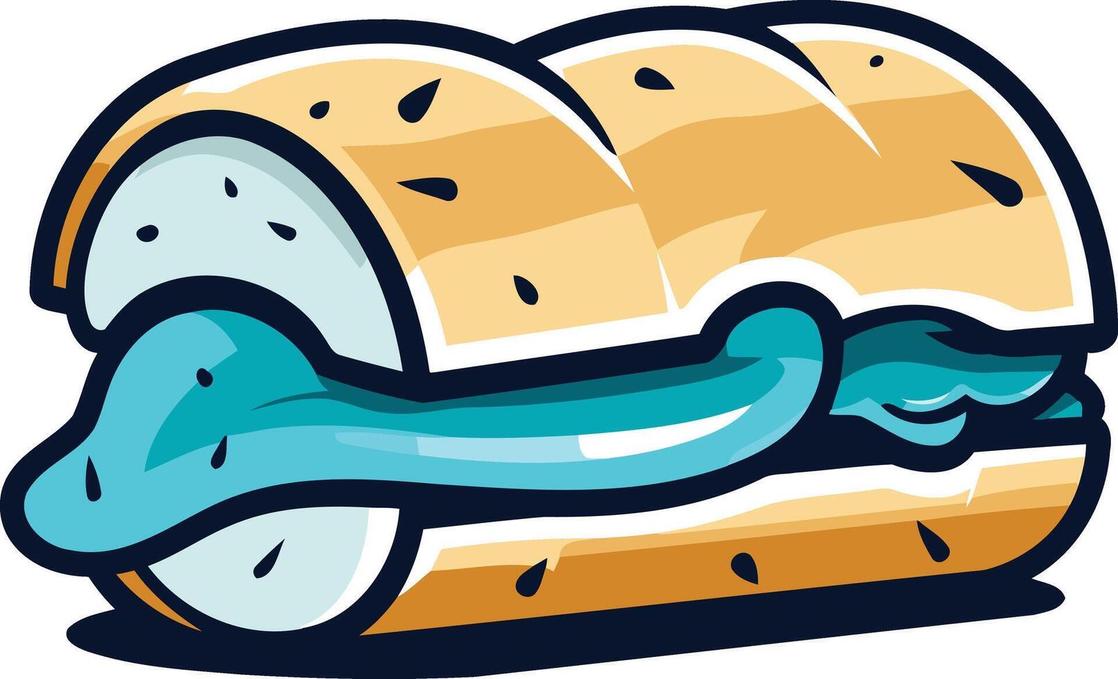 Cartoon Sandwich with Blue Filling vector