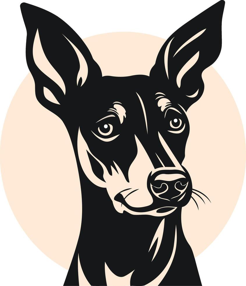 Black and White Portrait of a Miniature Pinscher vector
