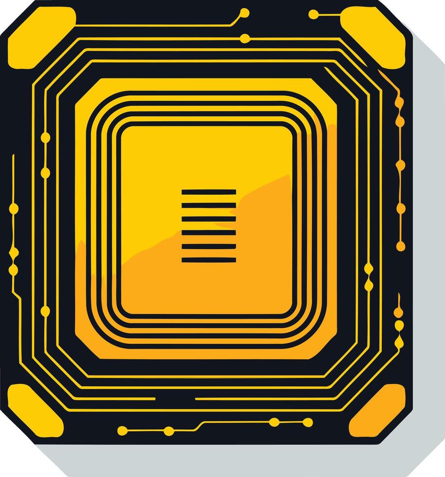 Circuit Board with Yellow Lines vector
