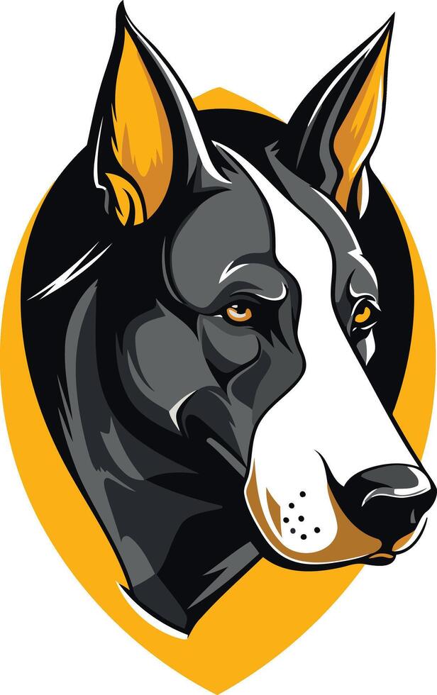 Black and White Dog with Yellow Background vector