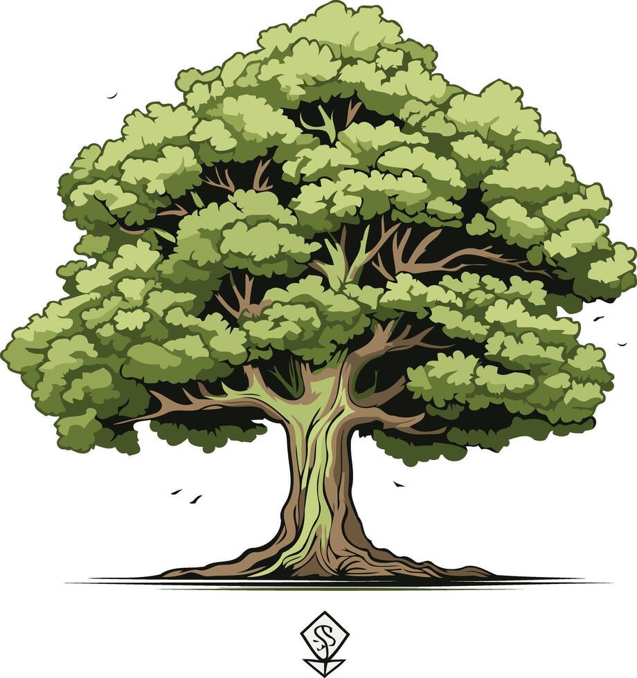 Illustration of a Large, Lush Tree vector